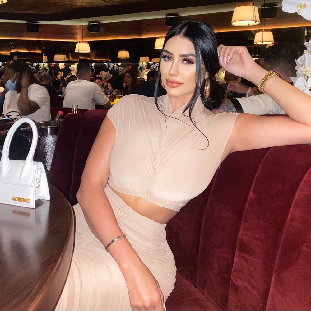 Tan 2 piece skirt set